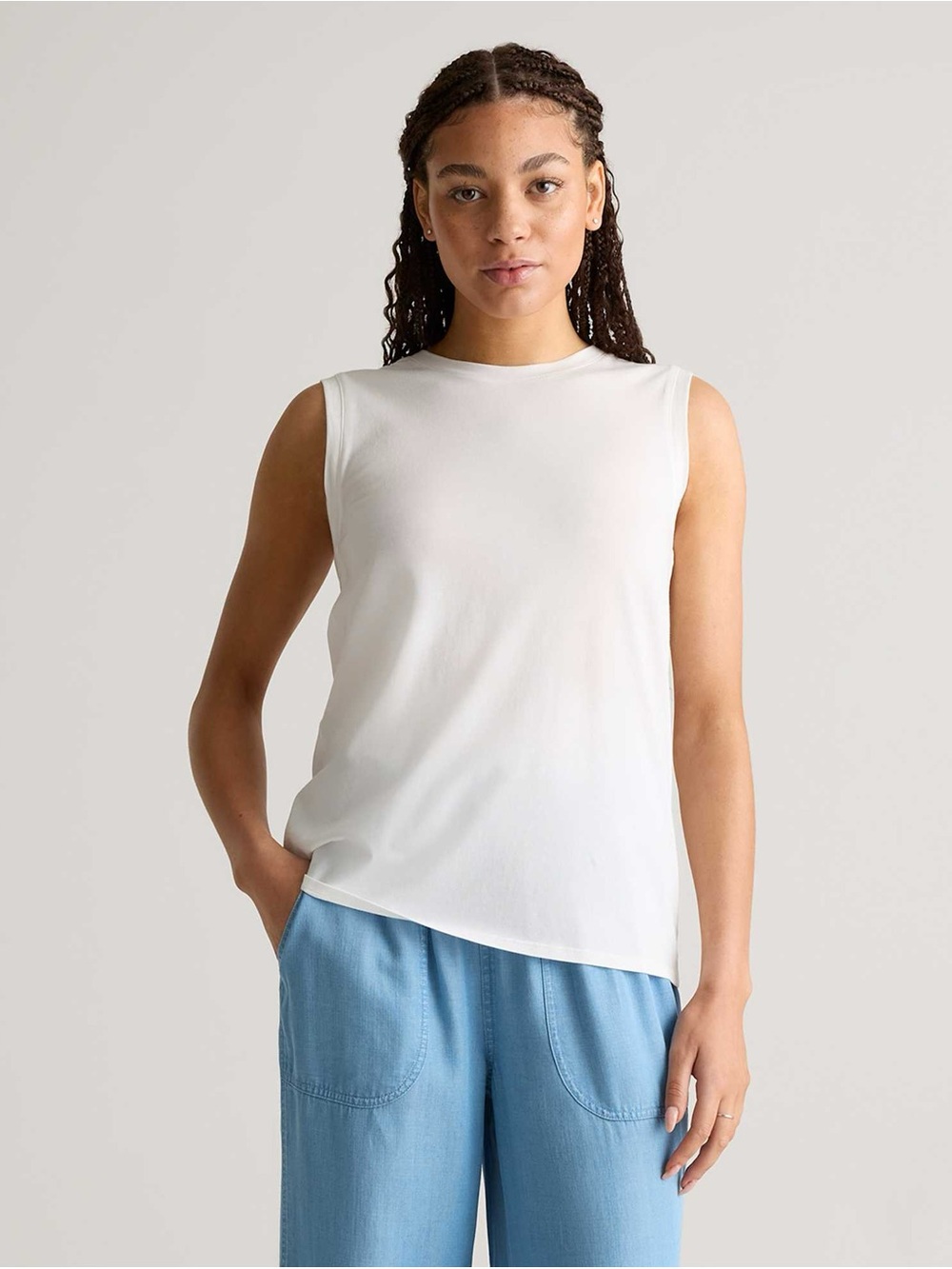 Quince Cotton Modal White Muscle Tank - M